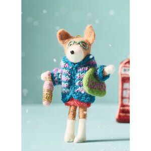 NWT ANTHROPOLOGIE Travel Animal WOOL Felt Ornament - LONDON CORGI
